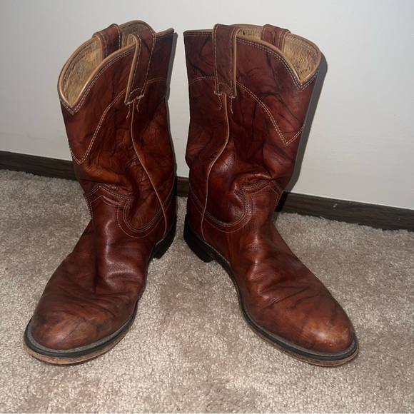 Justin Western Style Roper Boots Chestnut Brown Size 8.5B - Picture 13 of 15